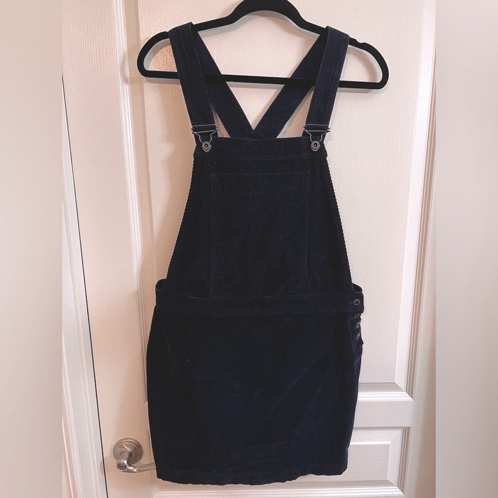 Jack Wills Navy Pinafore Velvet Dress Size 6